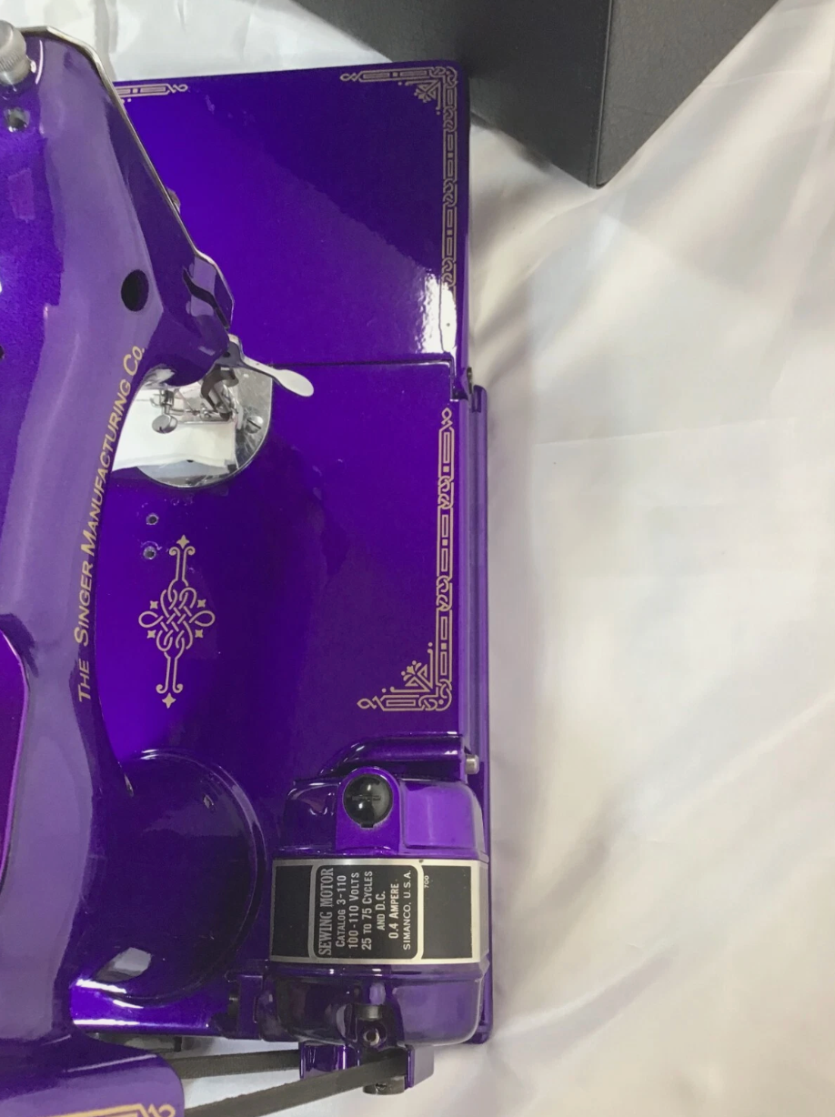 1936 Singer Featherweight 221 Sewing Machine | Powder Coat Finish | AE Series | Purple Passion | Vintage Restored | Collector’s Piece