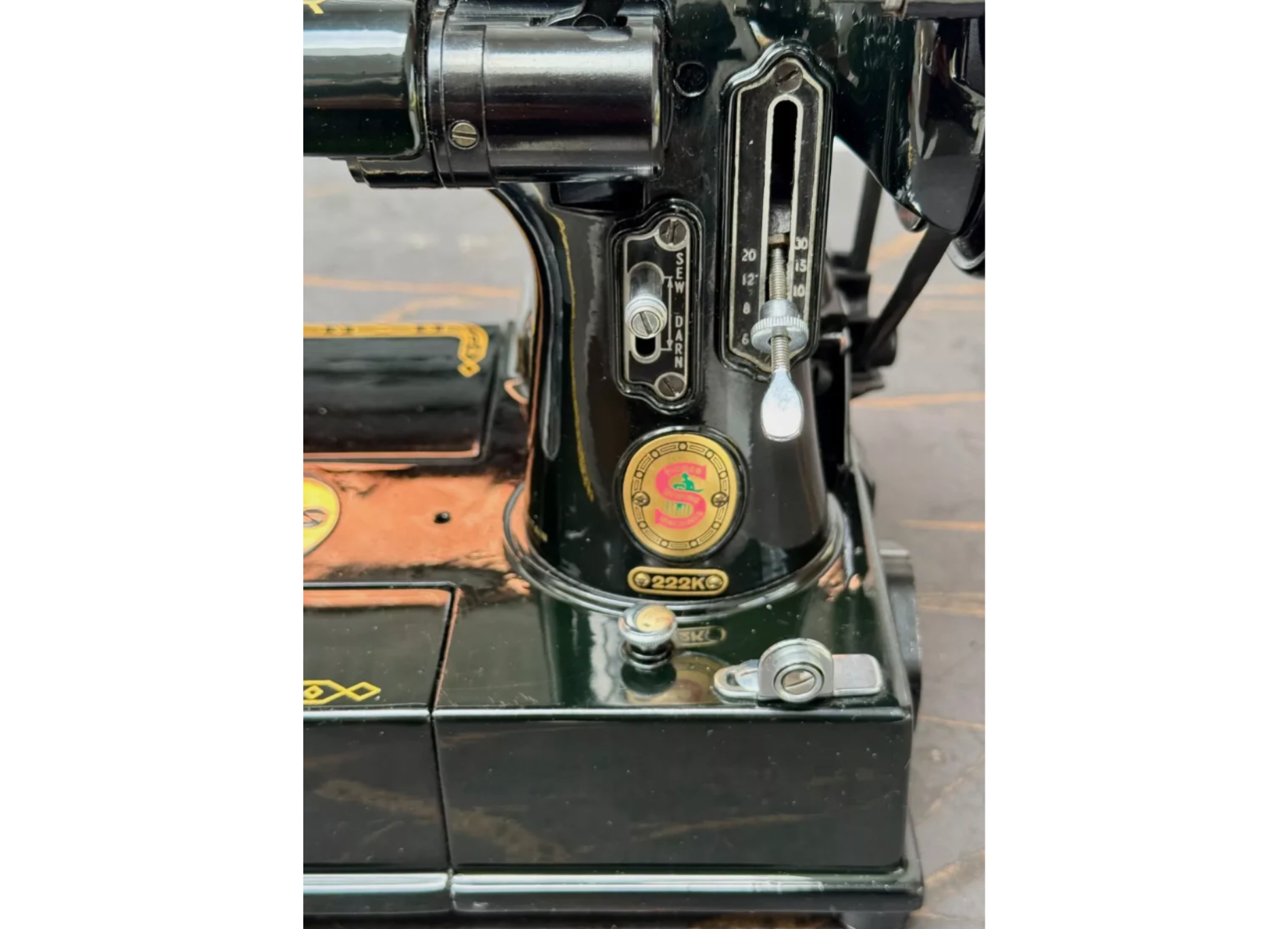 1960s Singer 222K Featherweight Sewing Machine | Red "S" Badge | Fully Serviced | Dual Voltage + Zigzag & Case