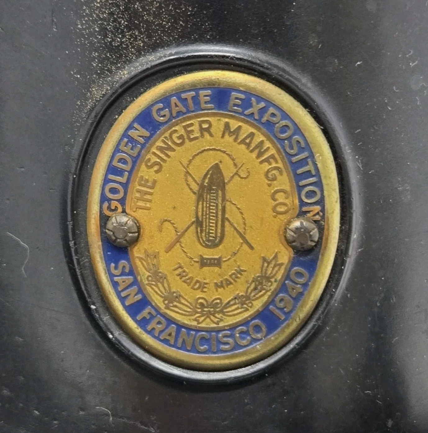 Ultra Rare 1940 Singer Featherweight 221-1 Sewing Machine | Golden Gate Exposition Badge | Original Case & Accessories