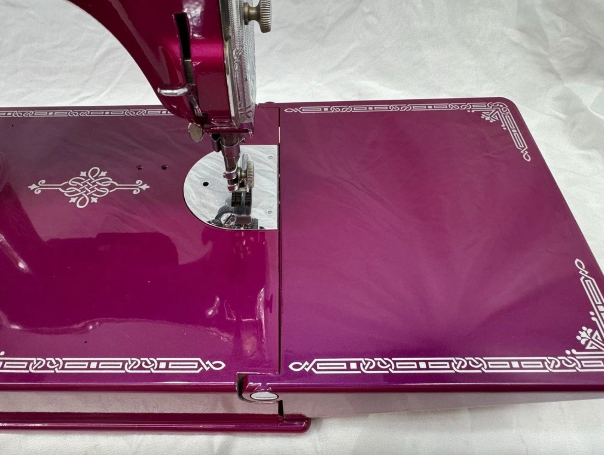1939 Singer Featherweight 221 | Magenta Pearl Restored Sewing Machine | Vintage Quilting Classic with Case & Accessories