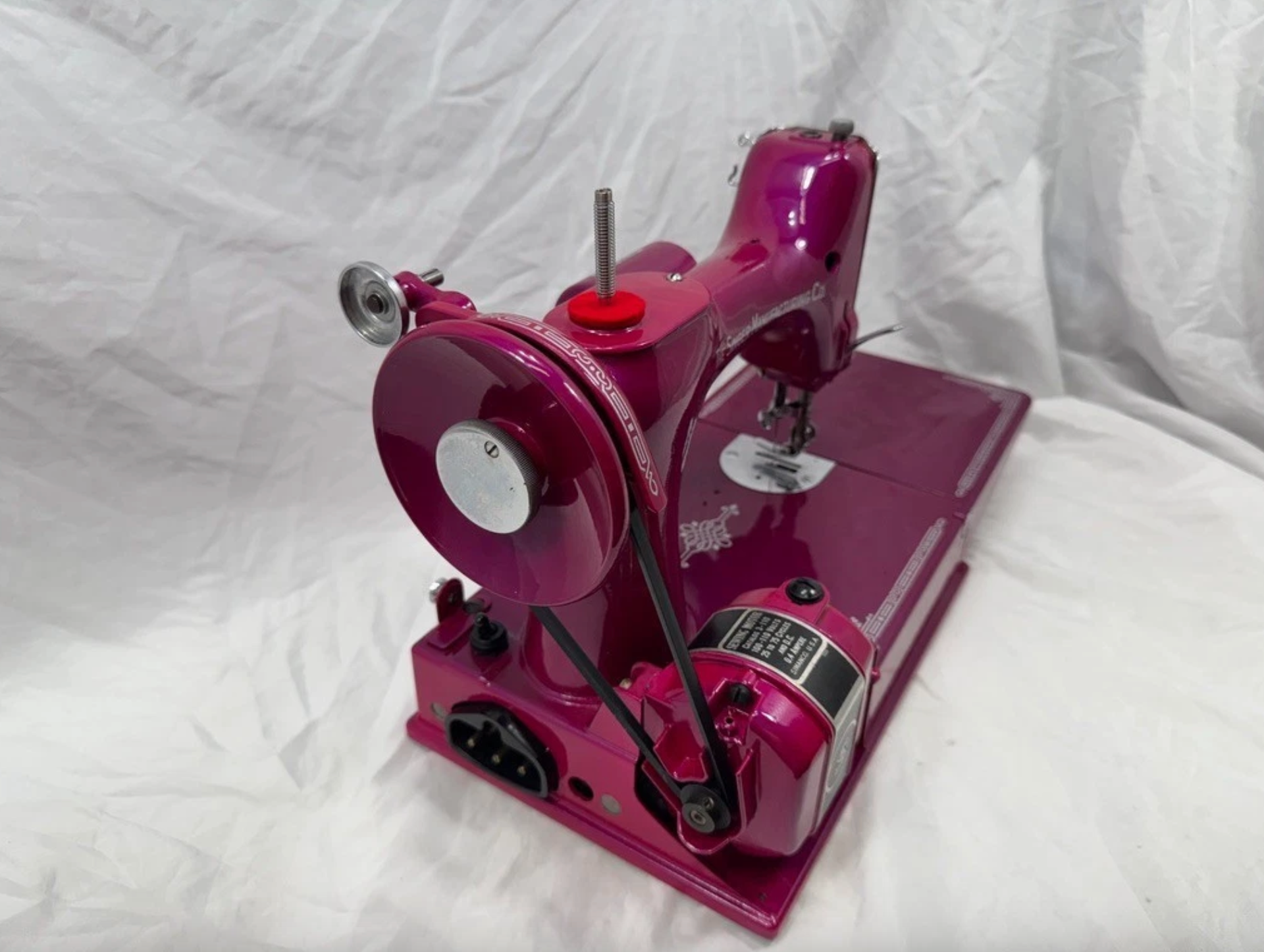 1939 Singer Featherweight 221 | Magenta Pearl Restored Sewing Machine | Vintage Quilting Classic with Case & Accessories