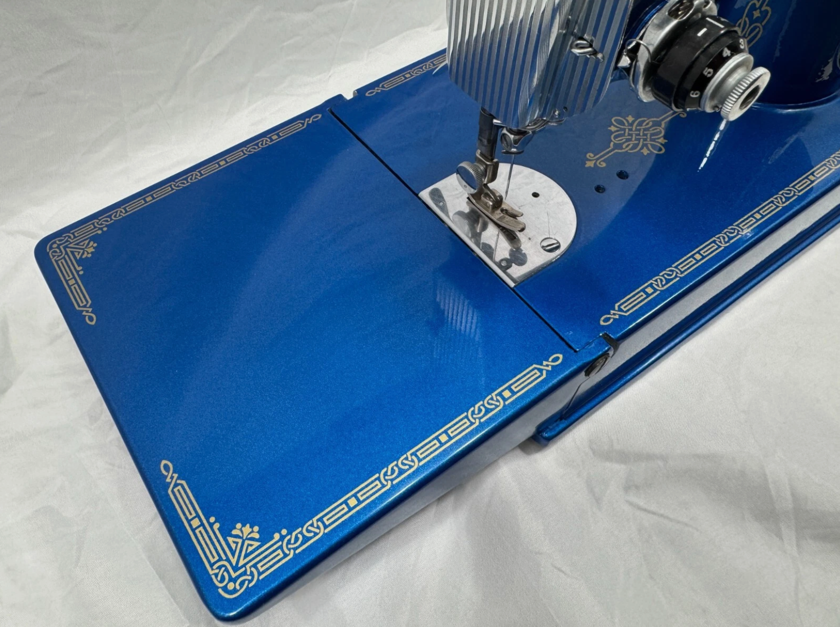 1951 Singer Featherweight 221 Centennial | Metallic Blue Restored Sewing Machine | Vintage Quilting Classic with Case & Accessories
