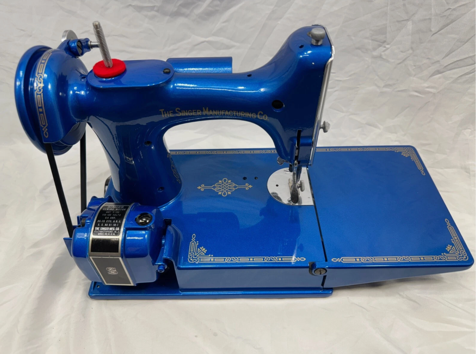 1951 Singer Featherweight 221 Centennial | Metallic Blue Restored Sewing Machine | Vintage Quilting Classic with Case & Accessories